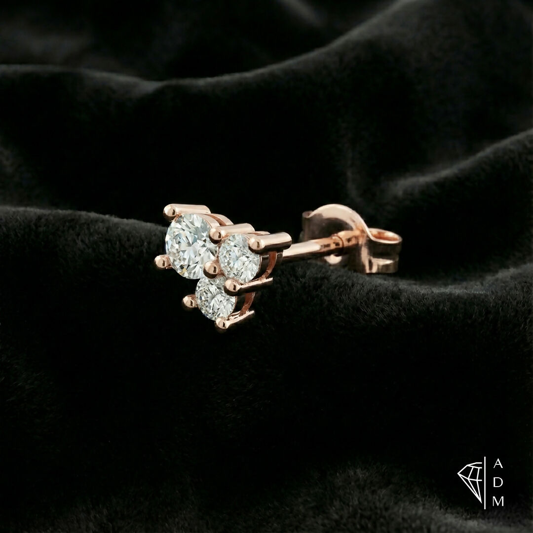 Boucles d'oreilles trois pierres – Rond