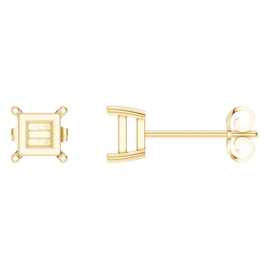 Earrings Princess 18K Gold Mounting - ADM Antwerp Diamond Market
