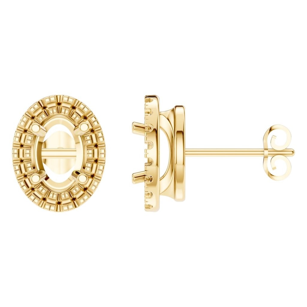 Earrings Oval 18K Gold Mounting - ADM Antwerp Diamond Market