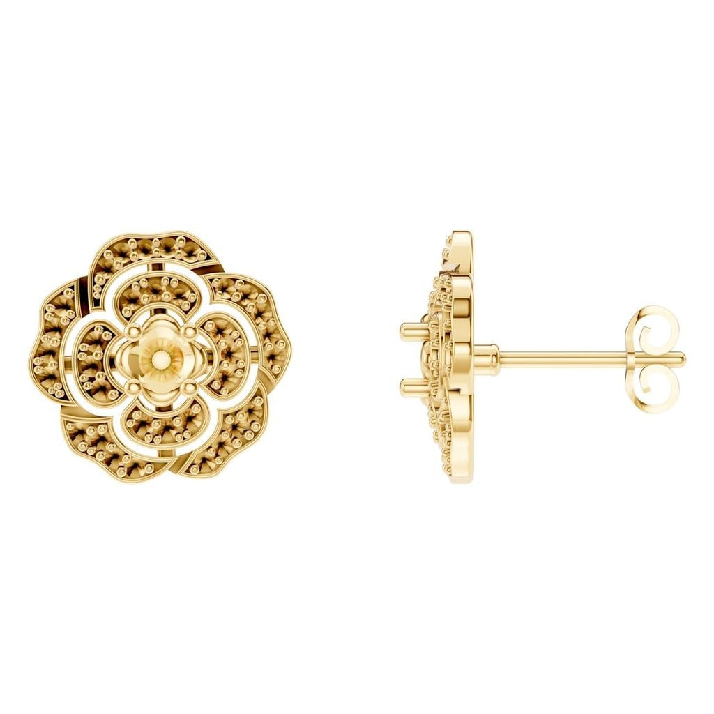 Halo Earrings Round 18K Gold Mounting - ADM Antwerp Diamond Market