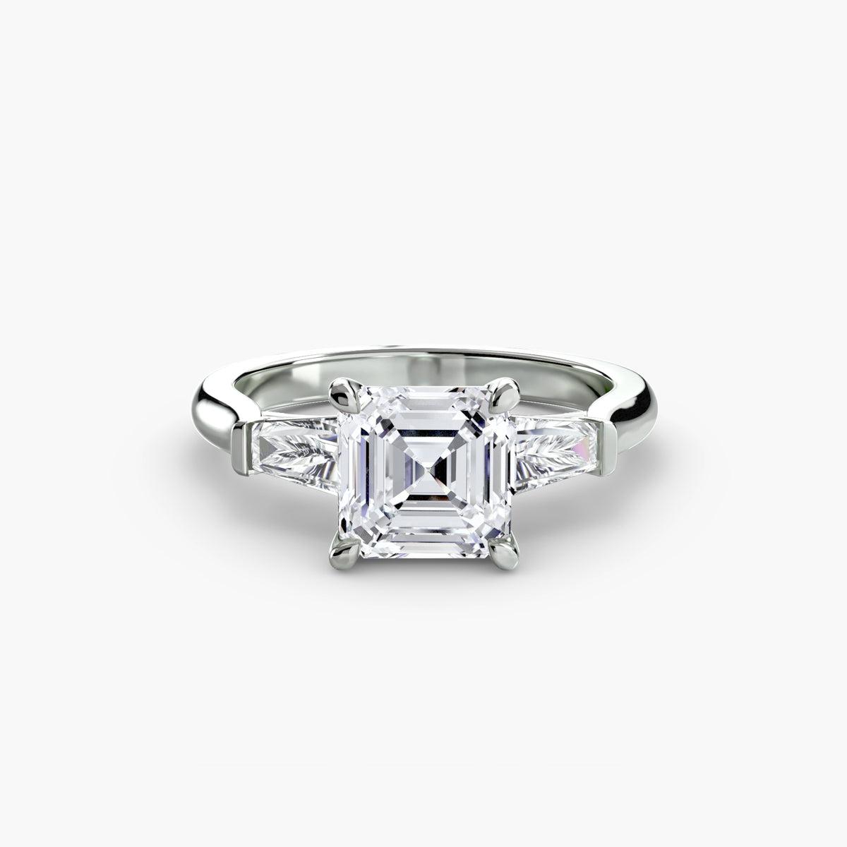 Ring met drie stenen (baguettevormige zijstenen)