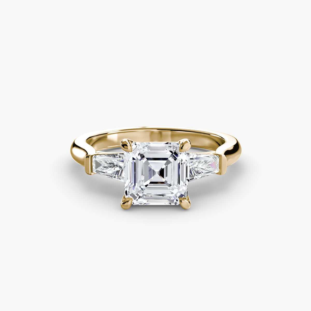 Ring met drie stenen (baguettevormige zijstenen)