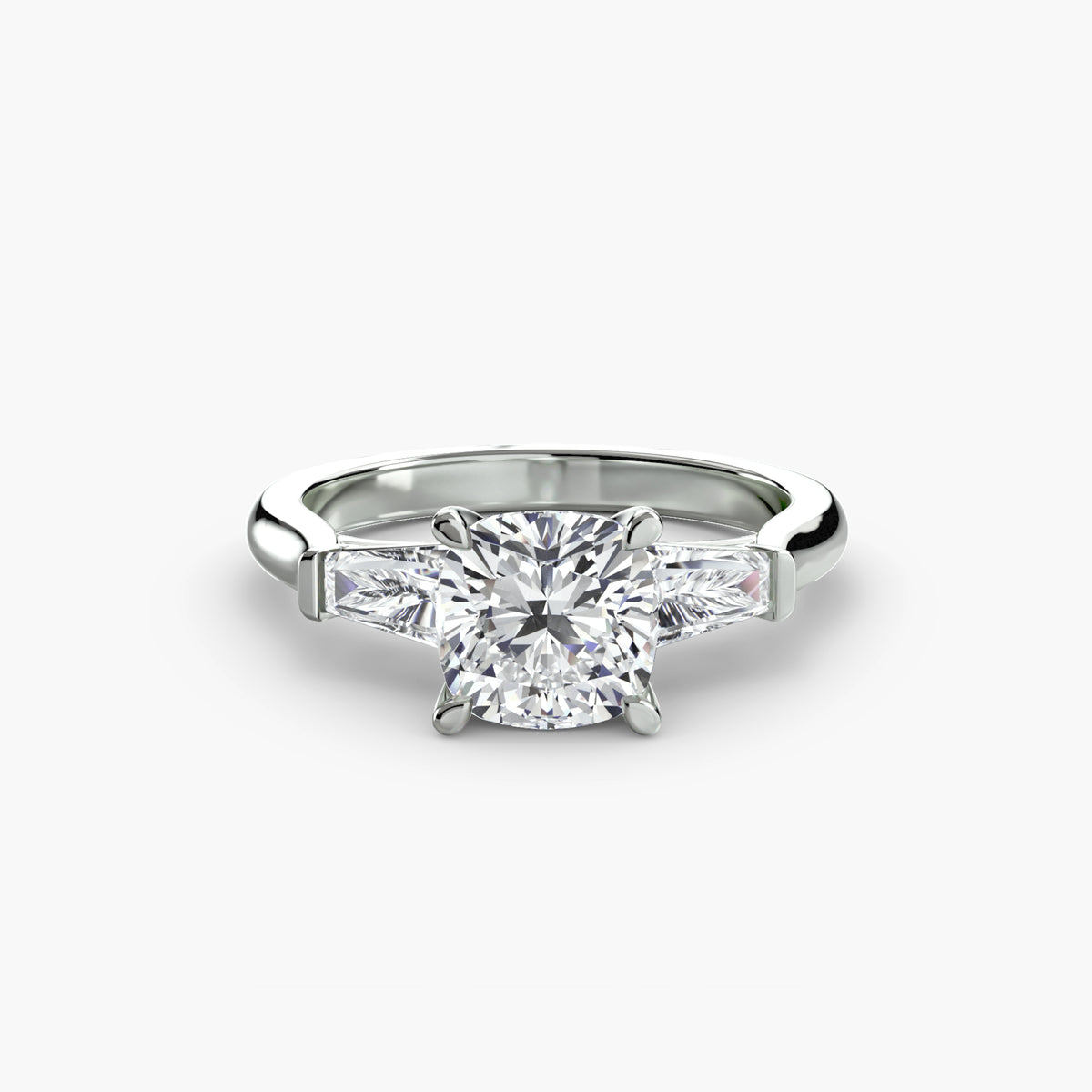 Ring met drie stenen (baguettevormige zijstenen)