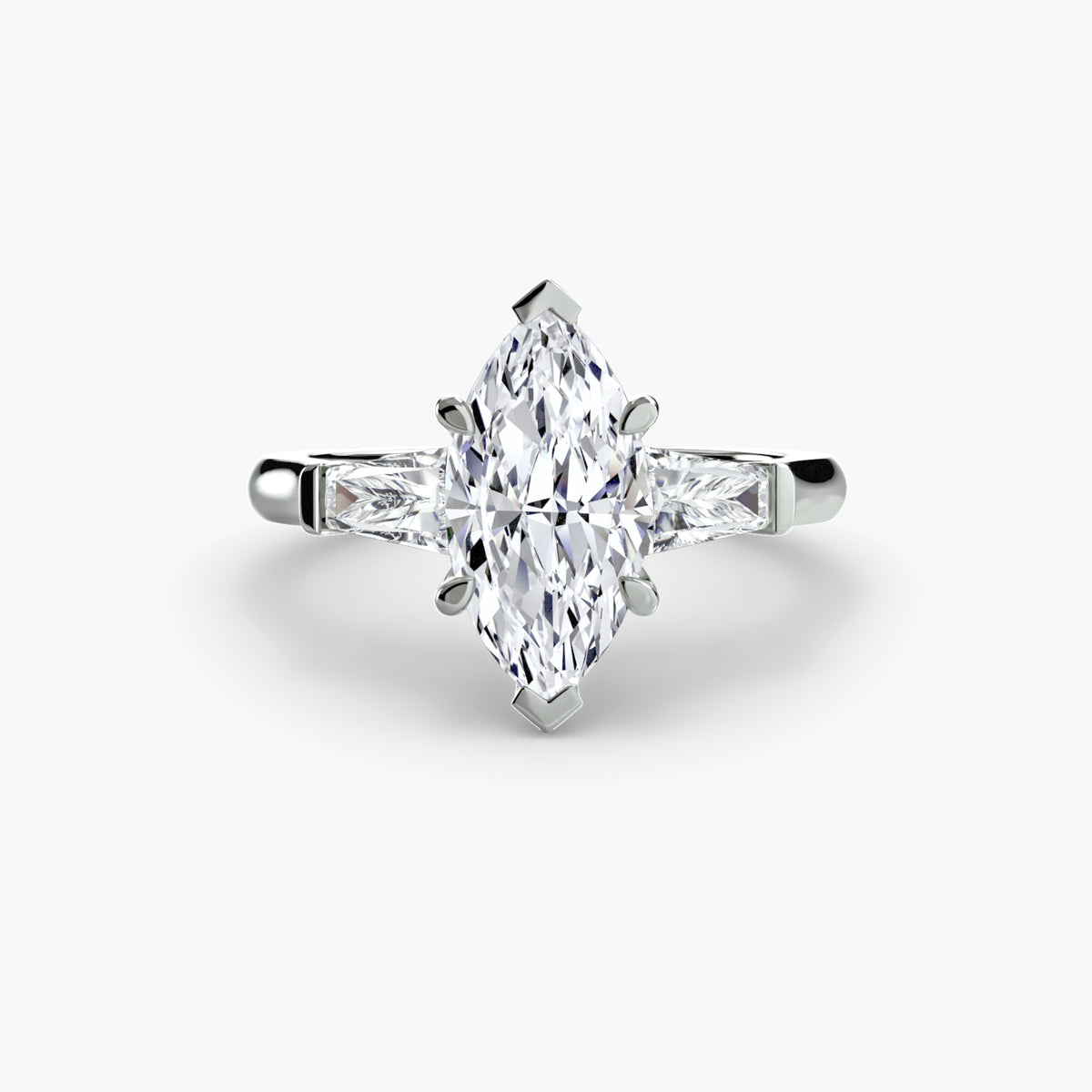 Ring met drie stenen (baguettevormige zijstenen)