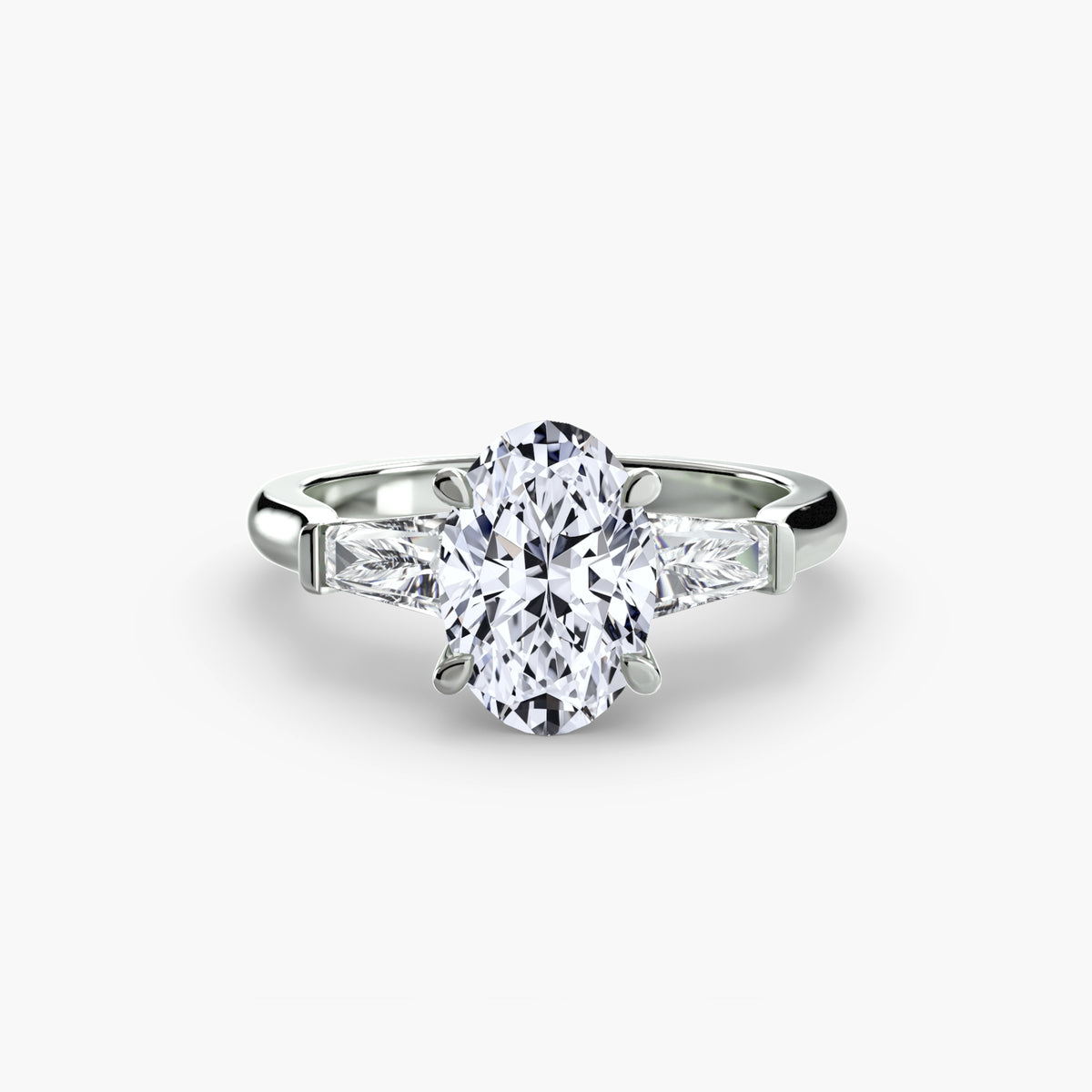 Ring met drie stenen (baguettevormige zijstenen)