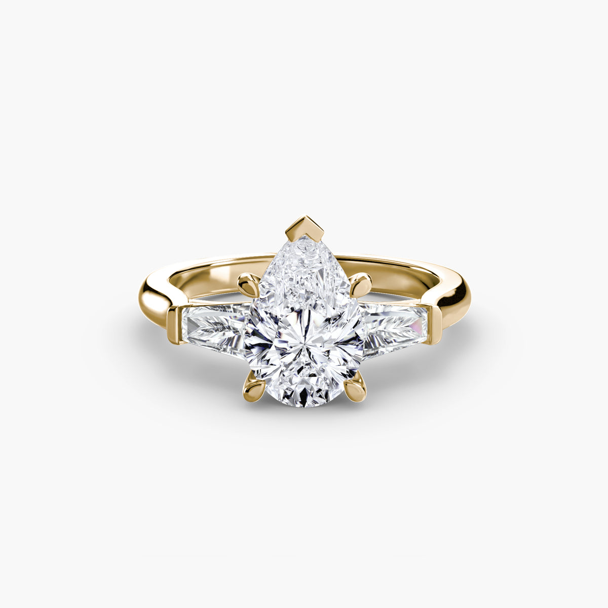 Ring met drie stenen (baguettevormige zijstenen)
