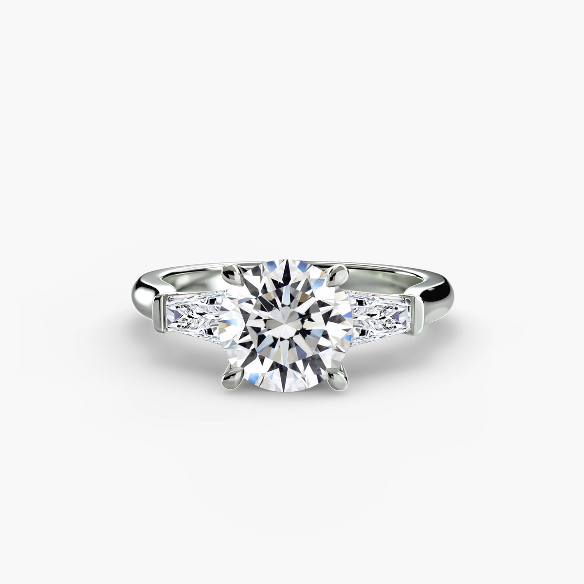 Ring met drie stenen (baguettevormige zijstenen)
