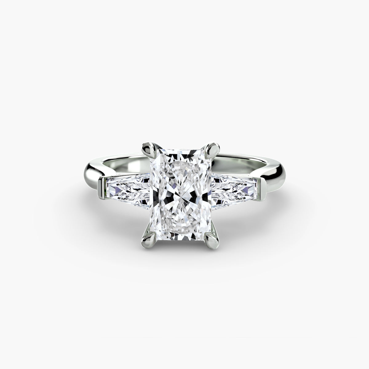 Ring met drie stenen (zijstenen in baguettevorm) 2
