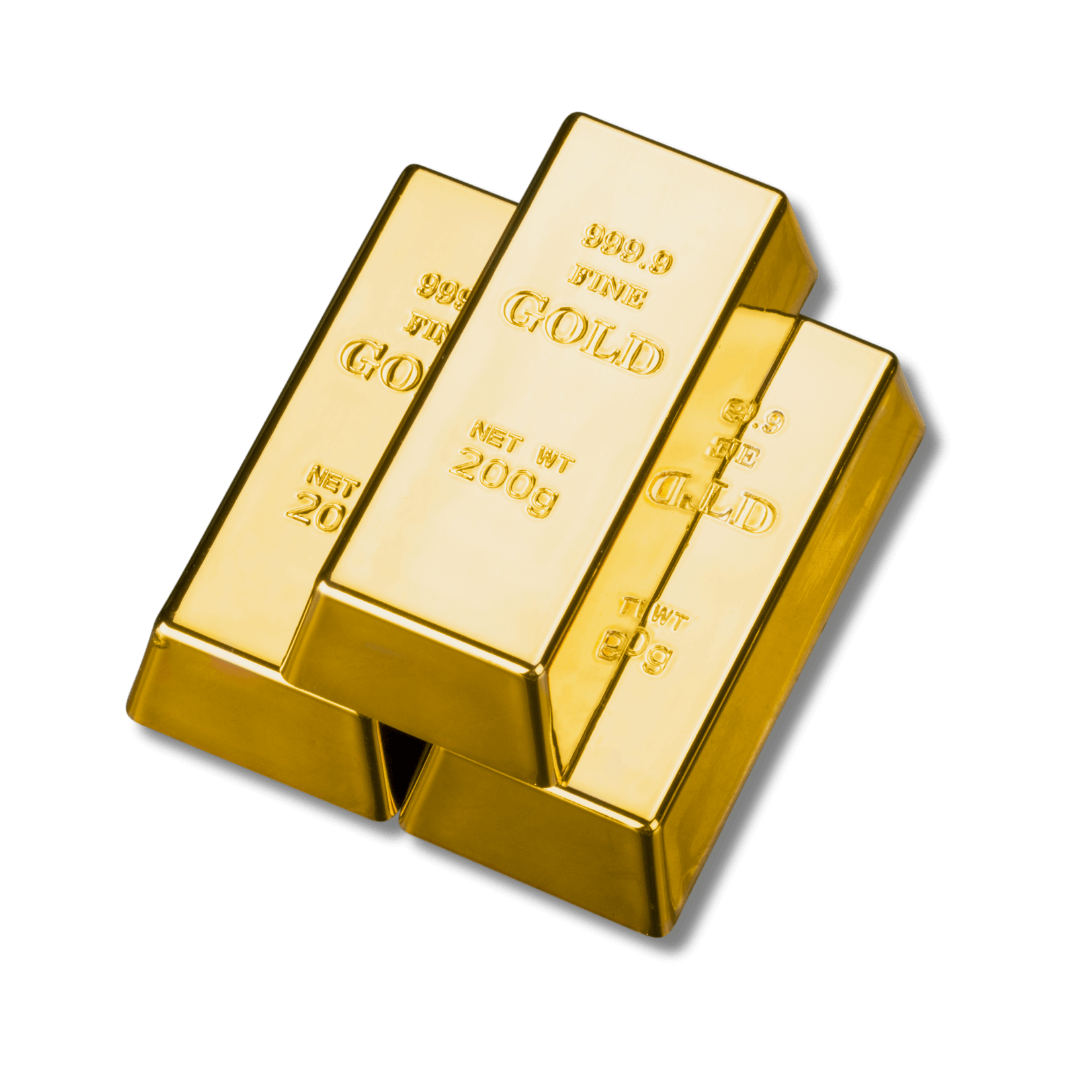 Three gold bars stacked