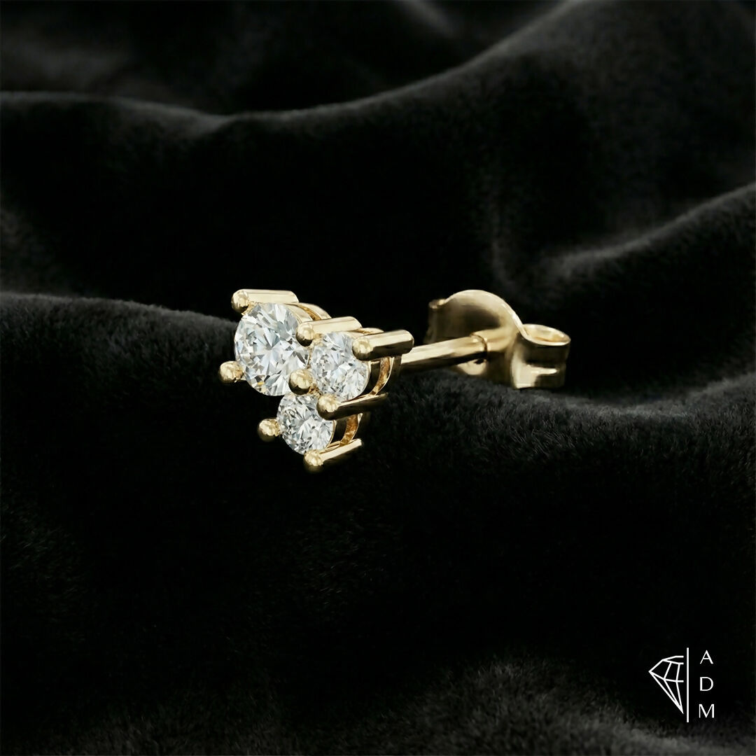 Boucles d'oreilles trois pierres – Rond