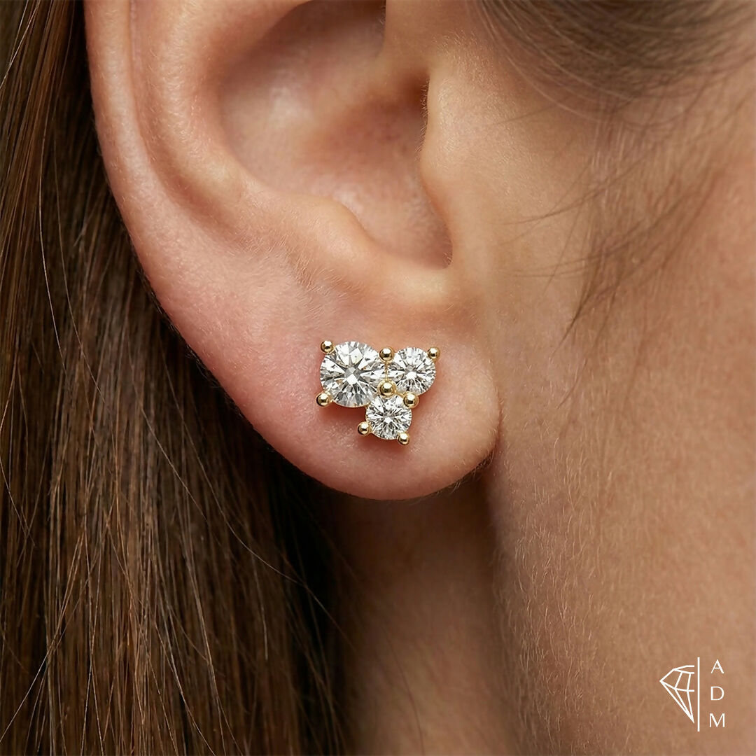 Boucles d'oreilles trois pierres – Rond