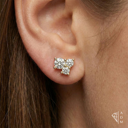 Boucles d'oreilles trois pierres – Rond