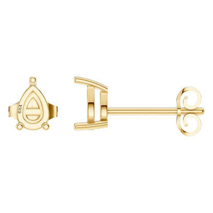Solitaire Stud Classic Everyday Prong Push Back Earrings - Pear