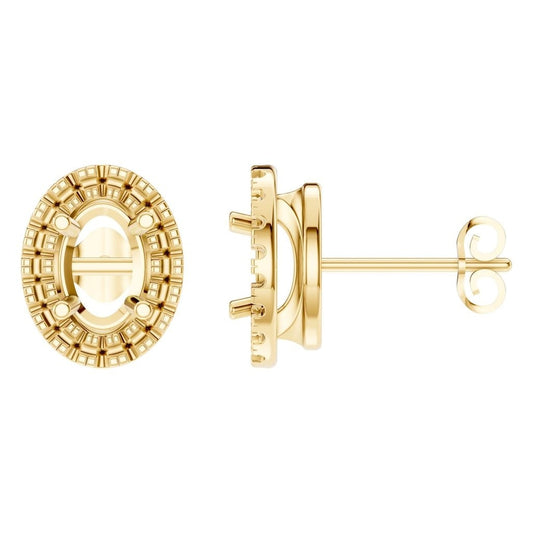 Earrings Oval 18K Gold Mounting - ADM Antwerp Diamond Market