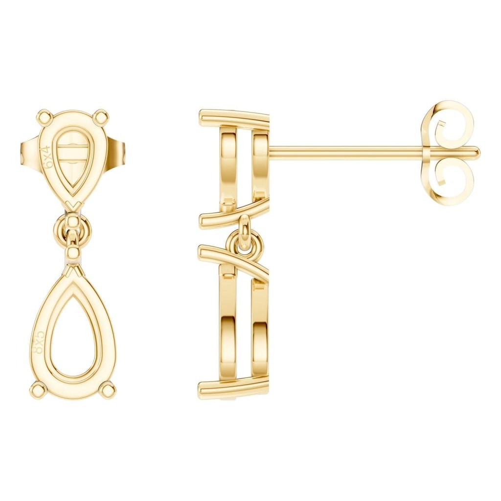 Multi Stone Classic Everyday Push Back Earrings Pear 18K Gold Mounting - ADM Antwerp Diamond Market