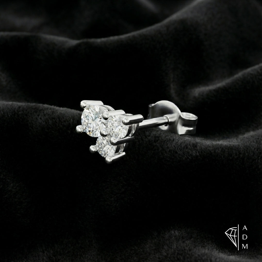 Boucles d'oreilles trois pierres – Rond