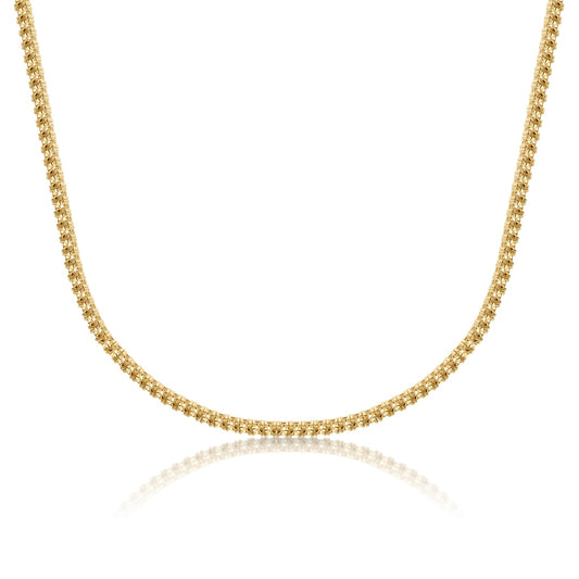Tennis Princess Classic Everyday Box Clasp Necklace Round 18K Gold Mounting - ADM Antwerp Diamond Market