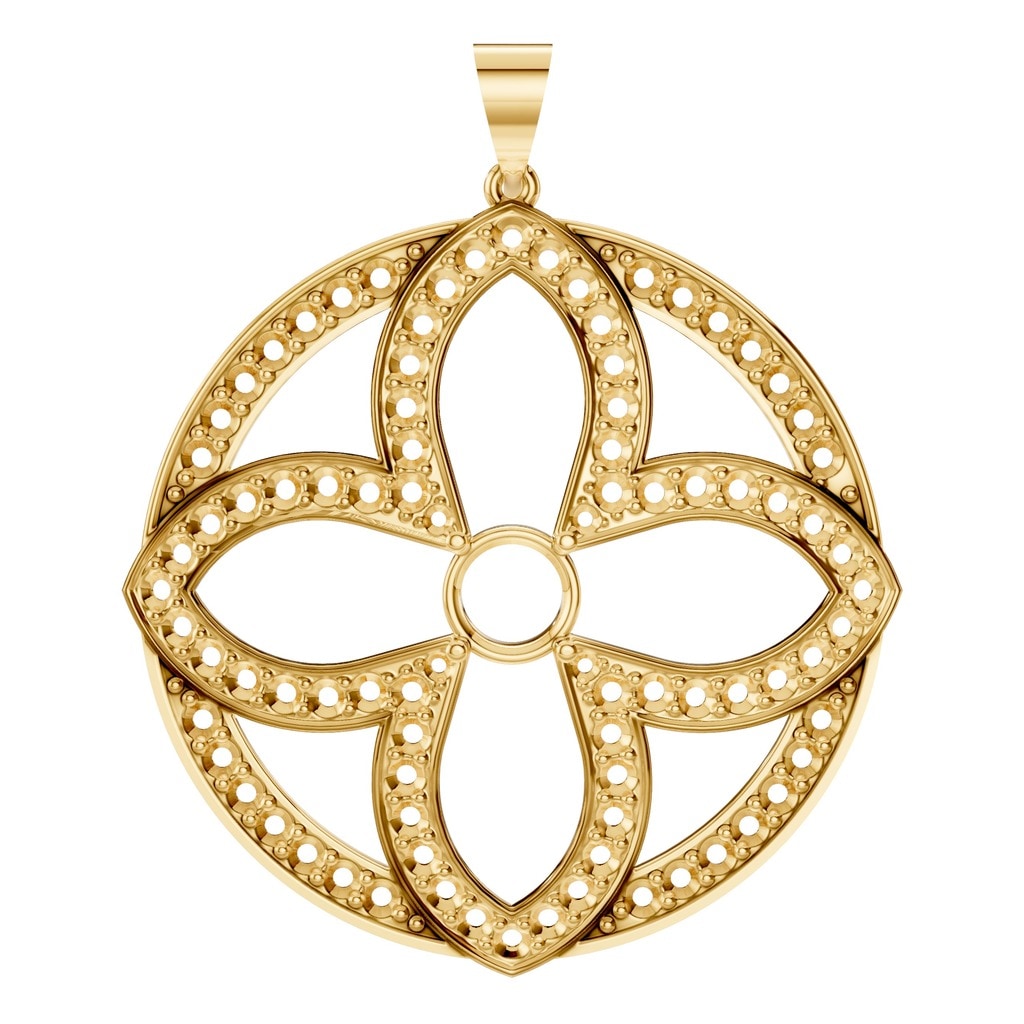 Four Leaf Pendant Round 18K Gold Mounting - ADM Antwerp Diamond Market