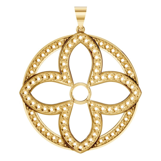 Four Leaf Pendant Round 18K Gold Mounting - ADM Antwerp Diamond Market