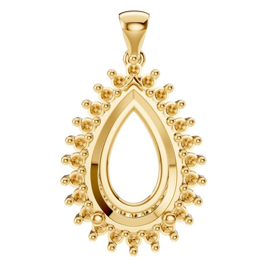 Split Shank Halo Pendant Pear 18K Gold Mounting - ADM Antwerp Diamond Market