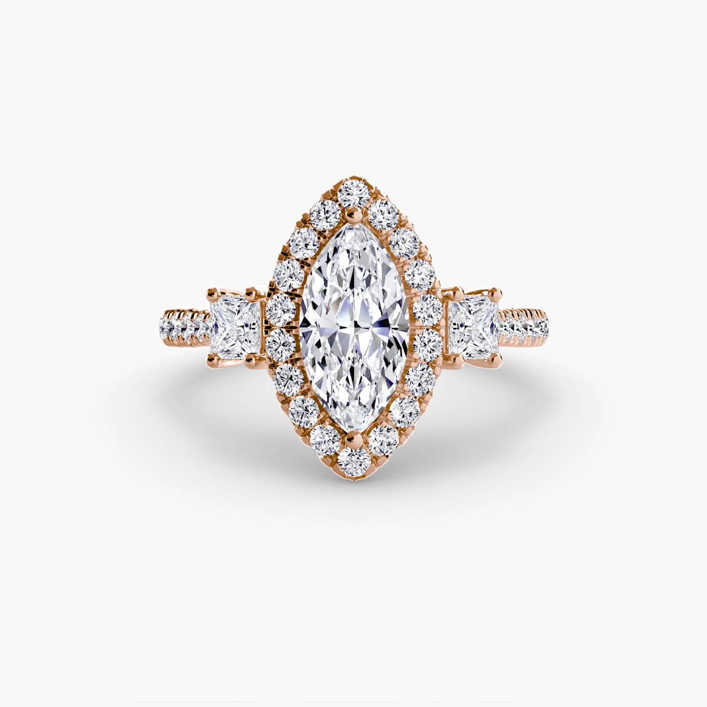 Three-Stone Ring with Halo 2