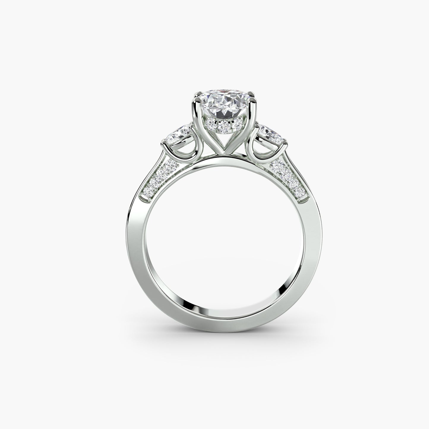 Three Stone with Pavé Shoulders
