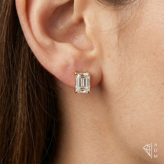 Solitaire Stud Earrings - Emerald