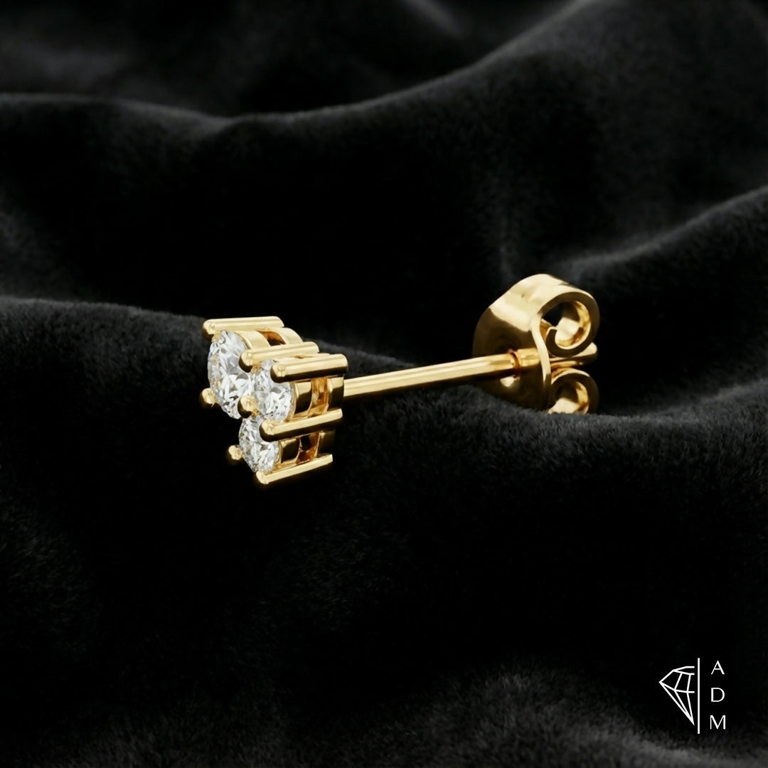 Boucles d'oreilles trois pierres – Rond