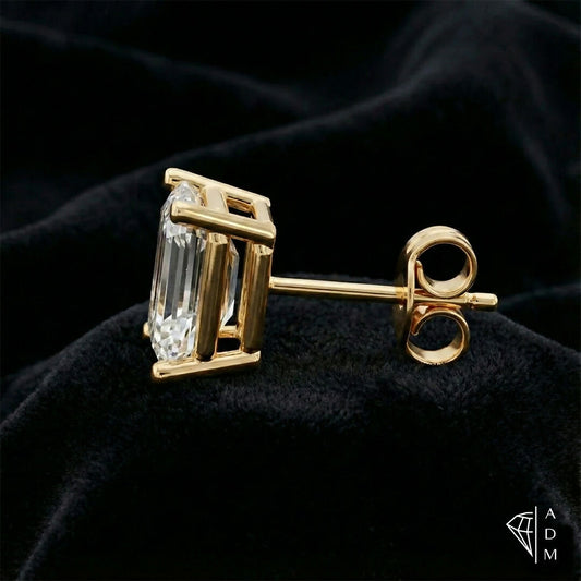 Solitaire Stud Earrings - Emerald